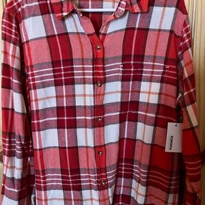 Red Plaid Button-Up Shirt